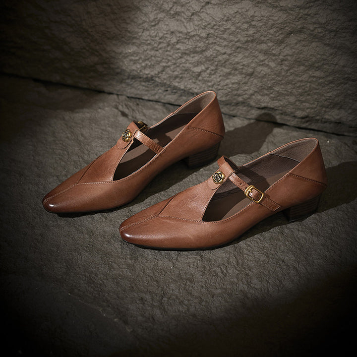 Camélia T-Bar Leather Pumps