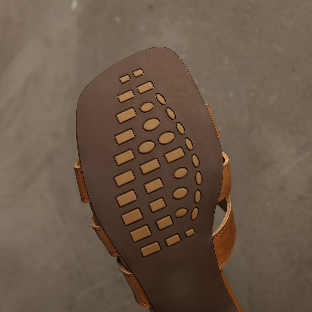 Mara Square Leather Slides