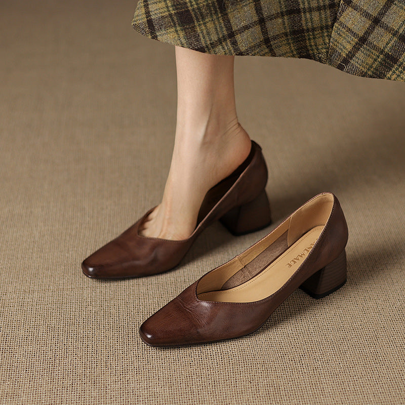 Caldré Leather Square Pumps