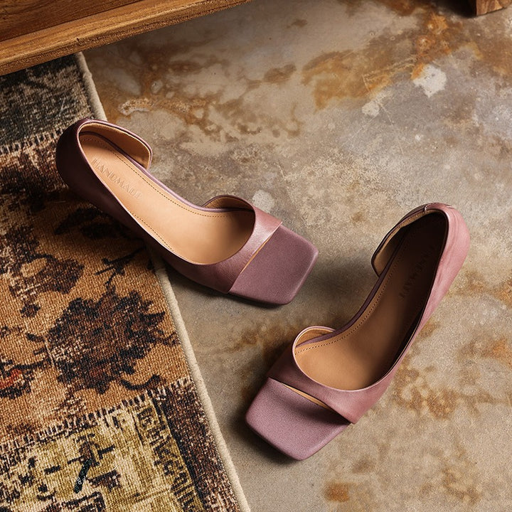 Élan Square-Toe Leather Heeled Sandals