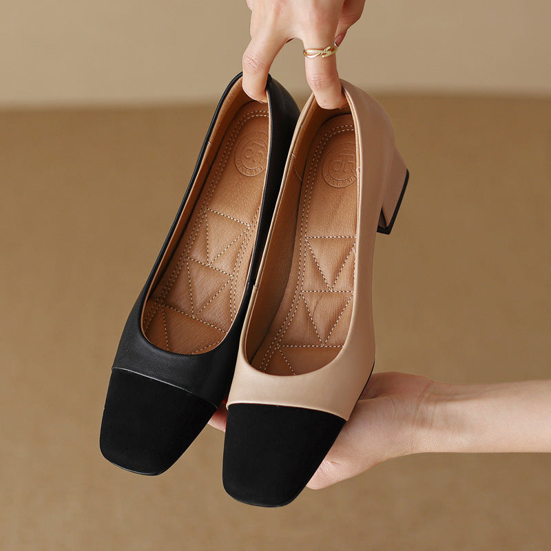 Elara Square-Toe Leather Pumps