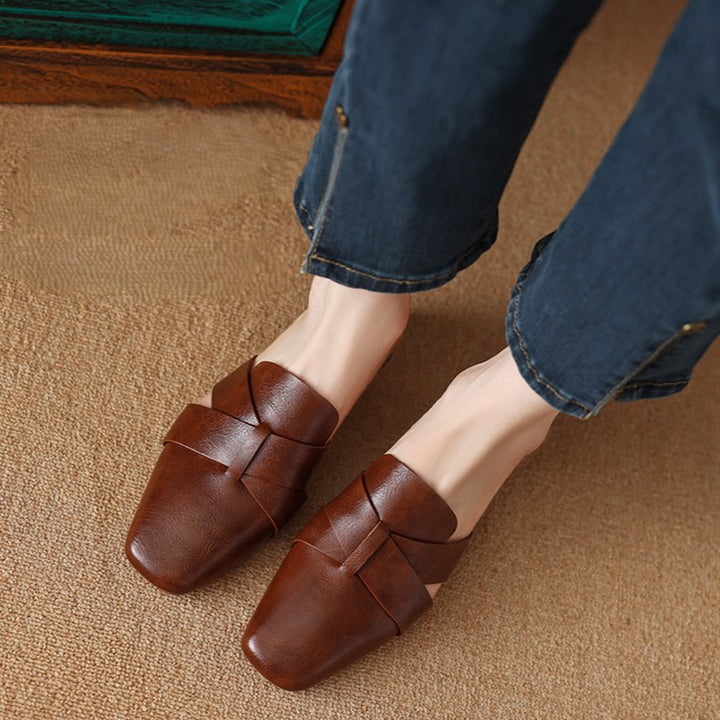 Caelis Square Toe Leather Mules