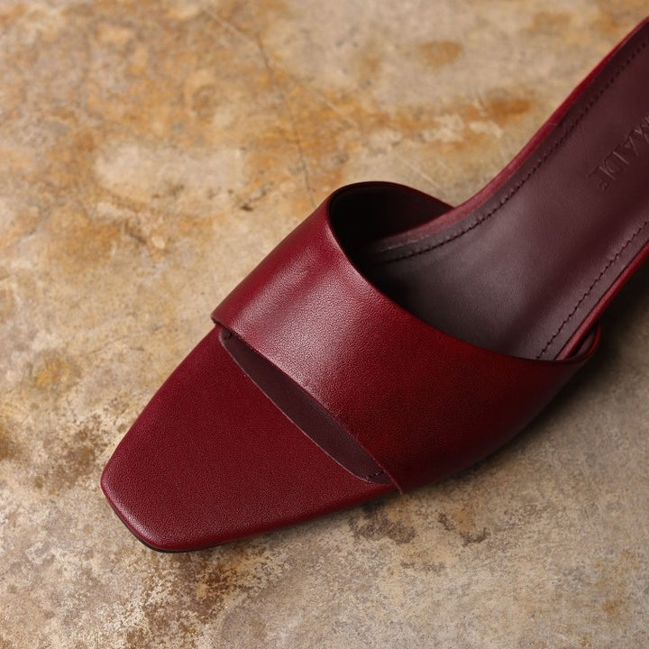 Noa Square-Toe Leather Mules