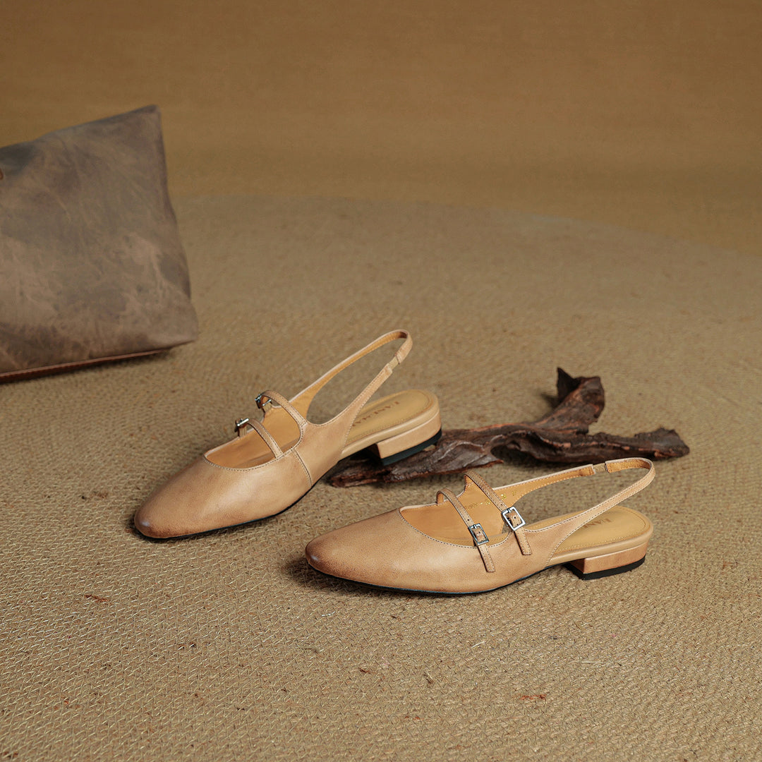 Norvie Leather Slingback Mary Jane Flats