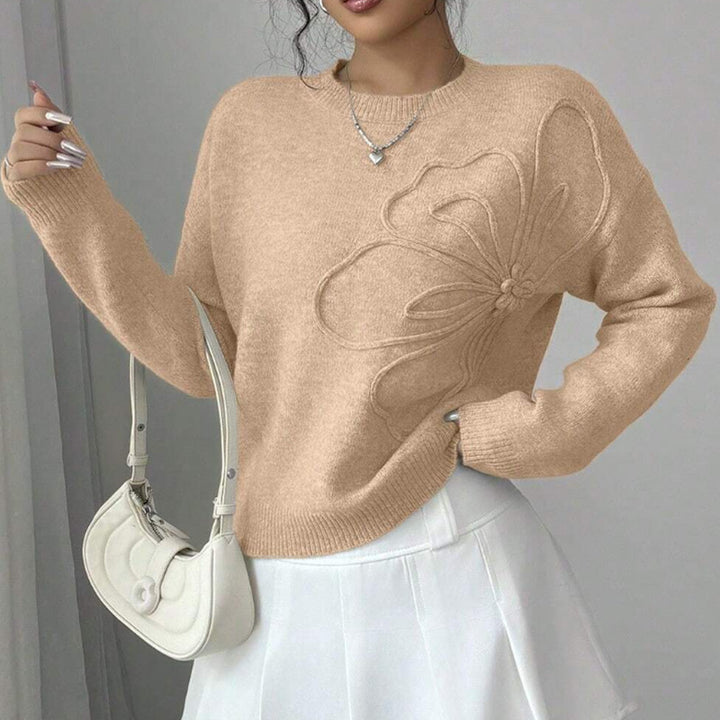 Eirla Sculpted-Flower Knit Sweater