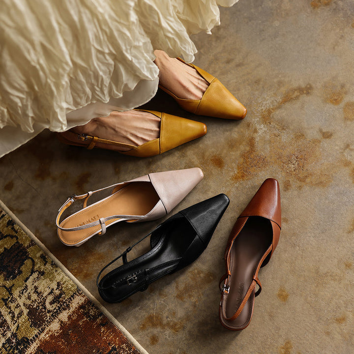 Serelle Leather Slingback Heels