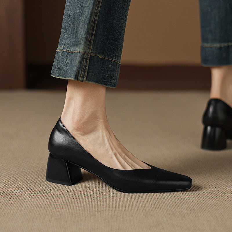 Caldré Leather Square Pumps