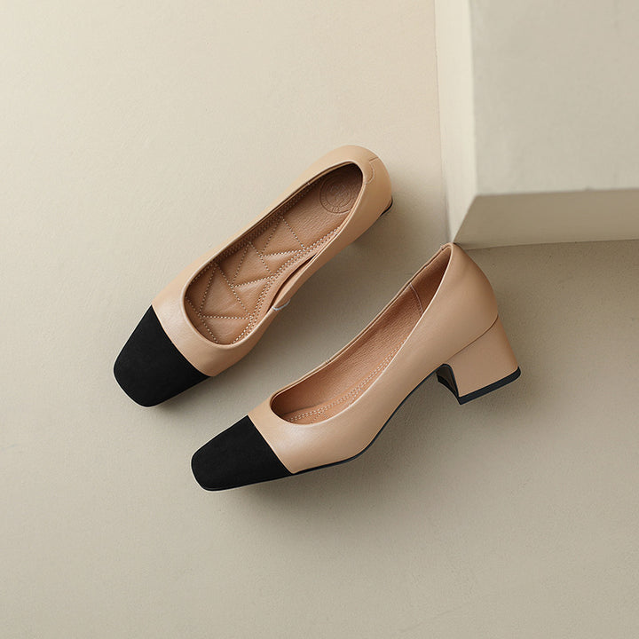 Elara Square-Toe Leather Pumps