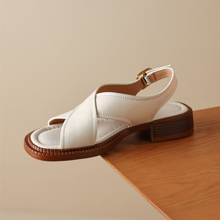 Serene Crossband Leather Slingback Sandals