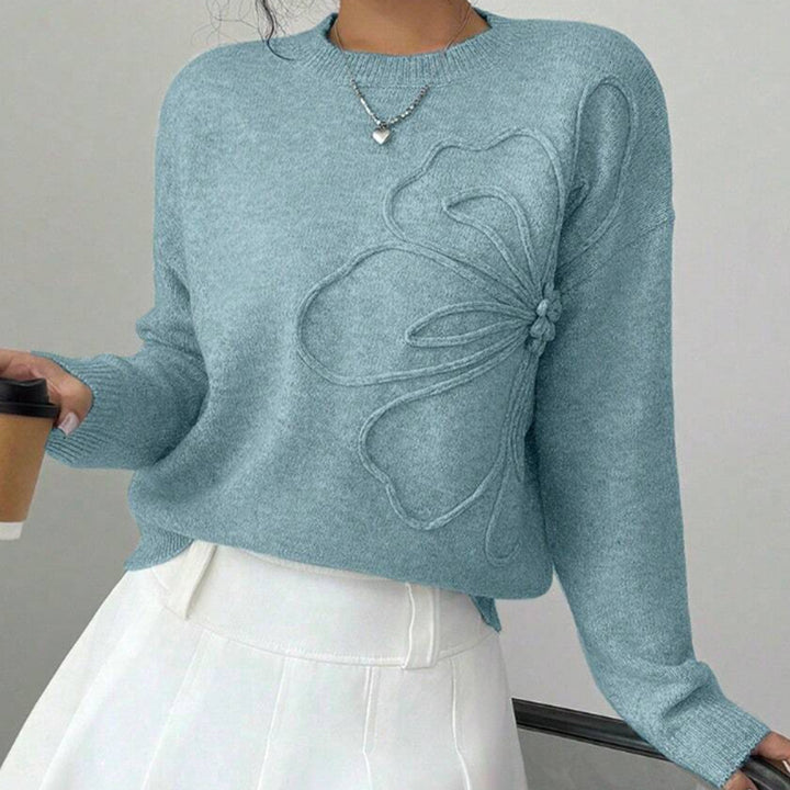 Eirla Sculpted-Flower Knit Sweater