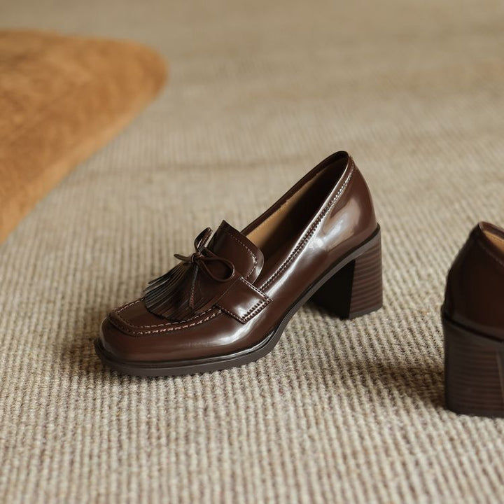 Maren Tassel Leather Loafer Pumps
