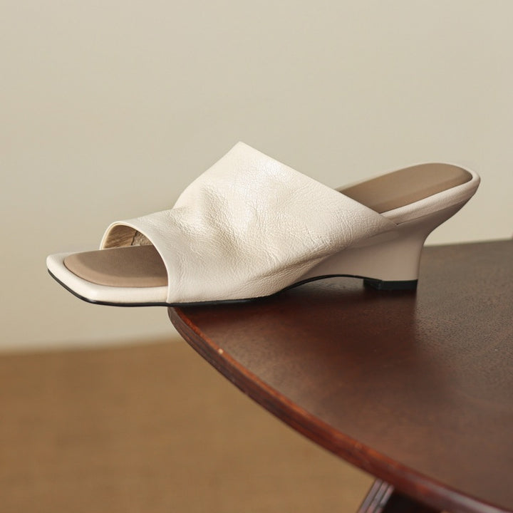 Caia Square-Toe Leather Mules