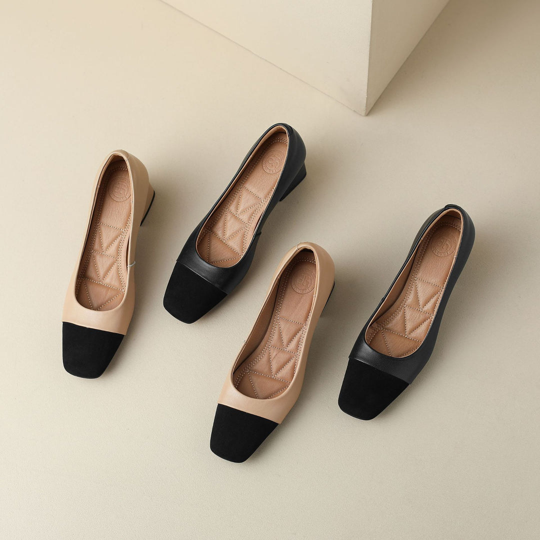 Elara Square-Toe Leather Pumps
