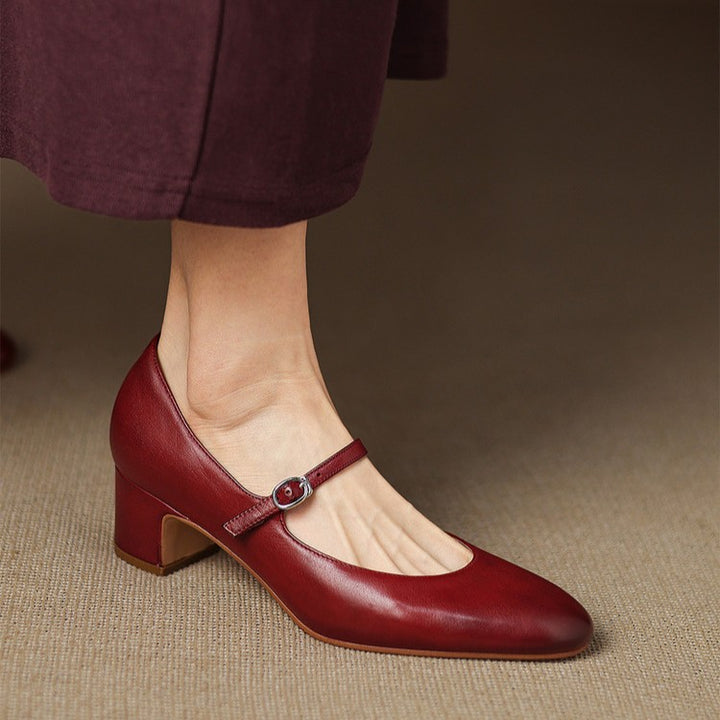 Caelen Leather Block Heels