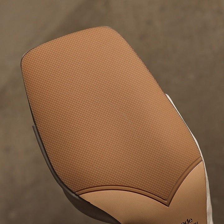 Élan Square-Toe Leather Heeled Sandals