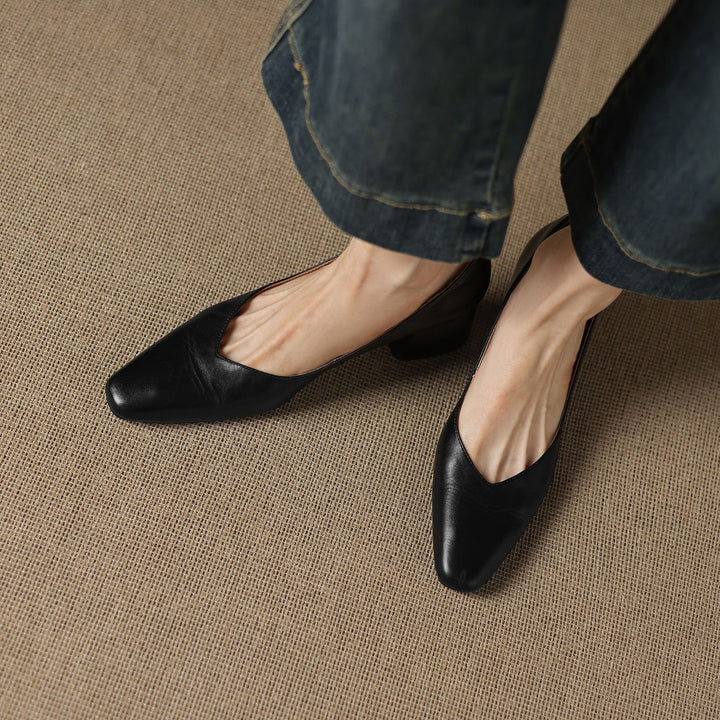 Caldré Leather Square Pumps