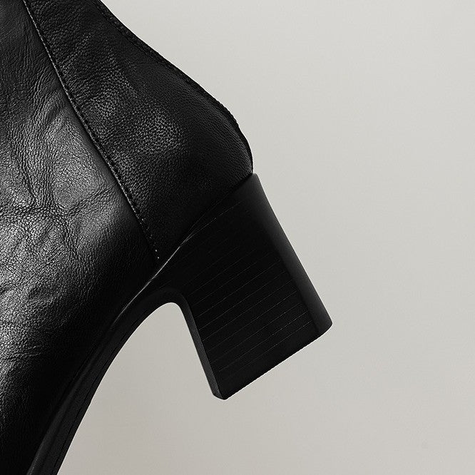 Elara Square-Toe Leather Ankle Boots