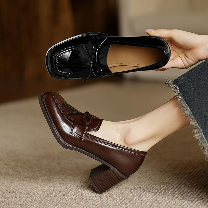 Maren Tassel Leather Loafer Pumps