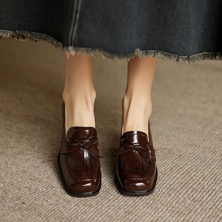 Maren Tassel Leather Loafer Pumps