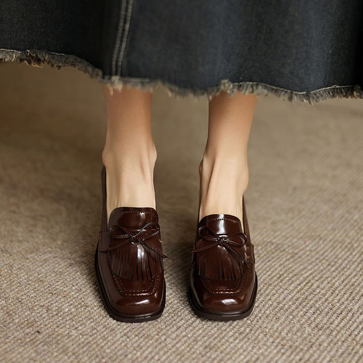 Maren Tassel Leather Loafer Pumps