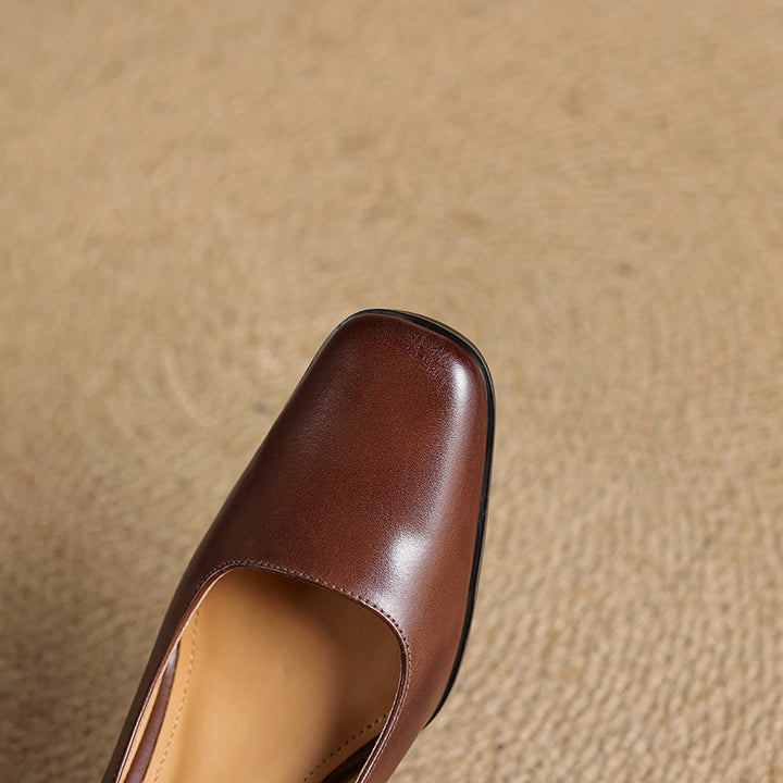 Elviera Square Leather Heels