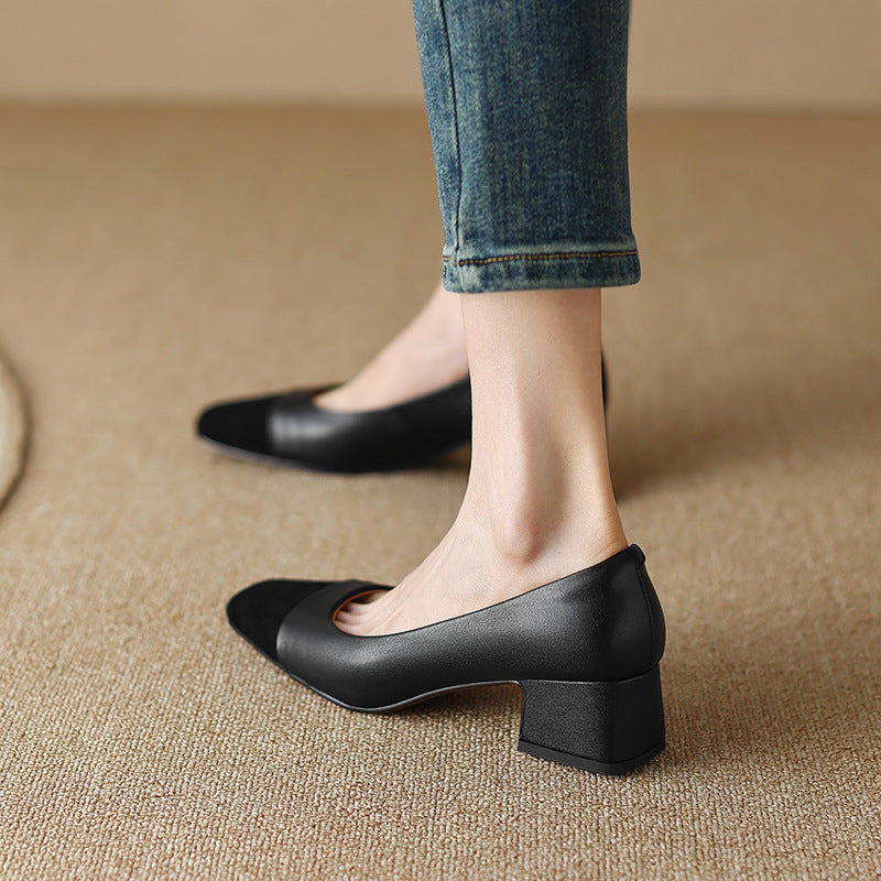 Elara Square-Toe Leather Pumps