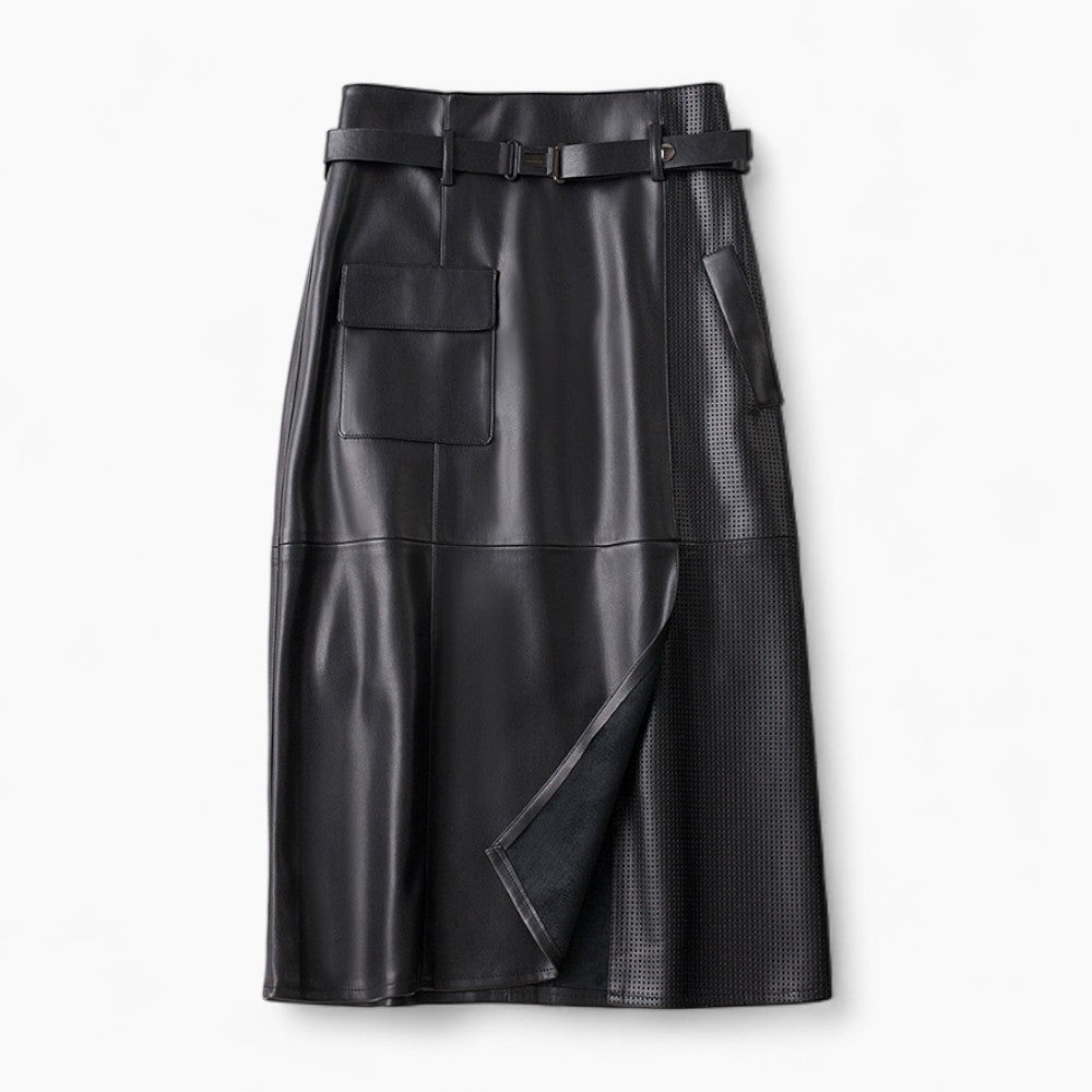 Léone Lambskin Midi Skirt