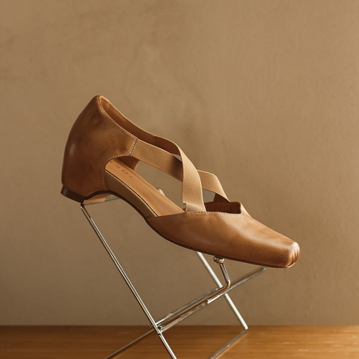 Eloria Leather Cross-Strap Heels