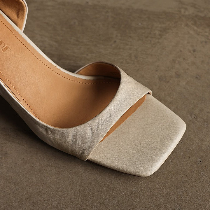 Élan Square-Toe Leather Heeled Sandals