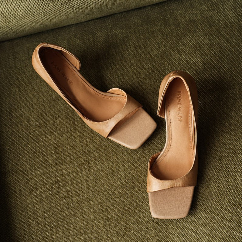 Élan Square-Toe Leather Heeled Sandals
