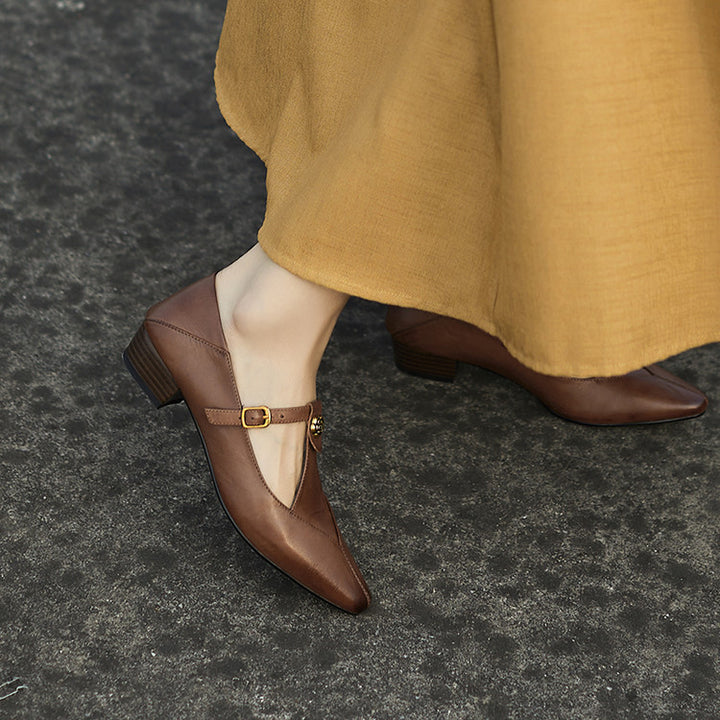Camélia T-Bar Leather Pumps