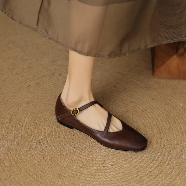 Aurelle Strap Leather Mary-Jane
