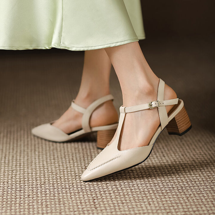 Romira T-Strap Leather Heels