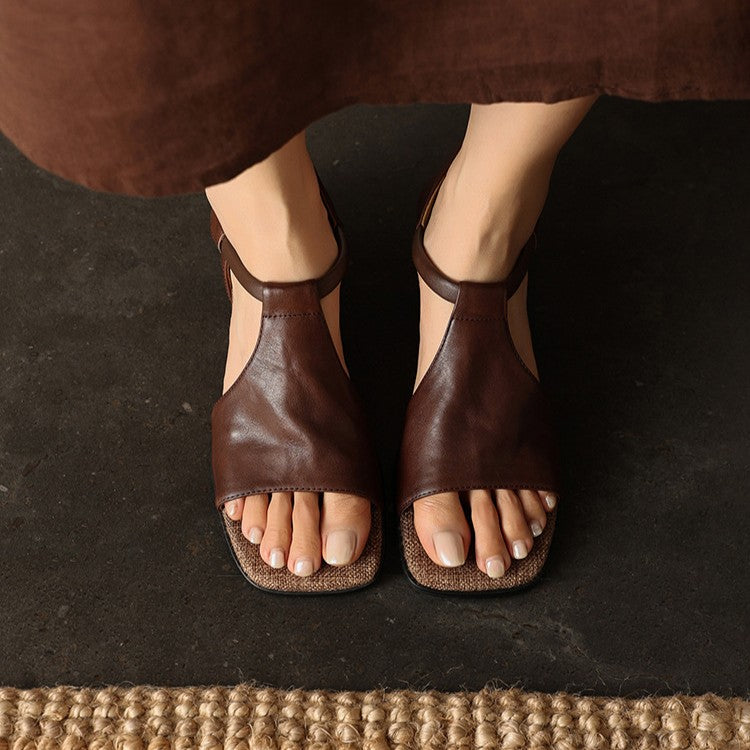 Seline T-Bar Leather Sandals