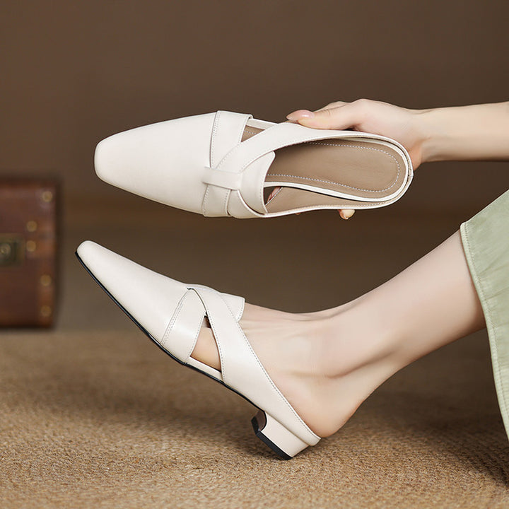Virelle Cross Leather Mules