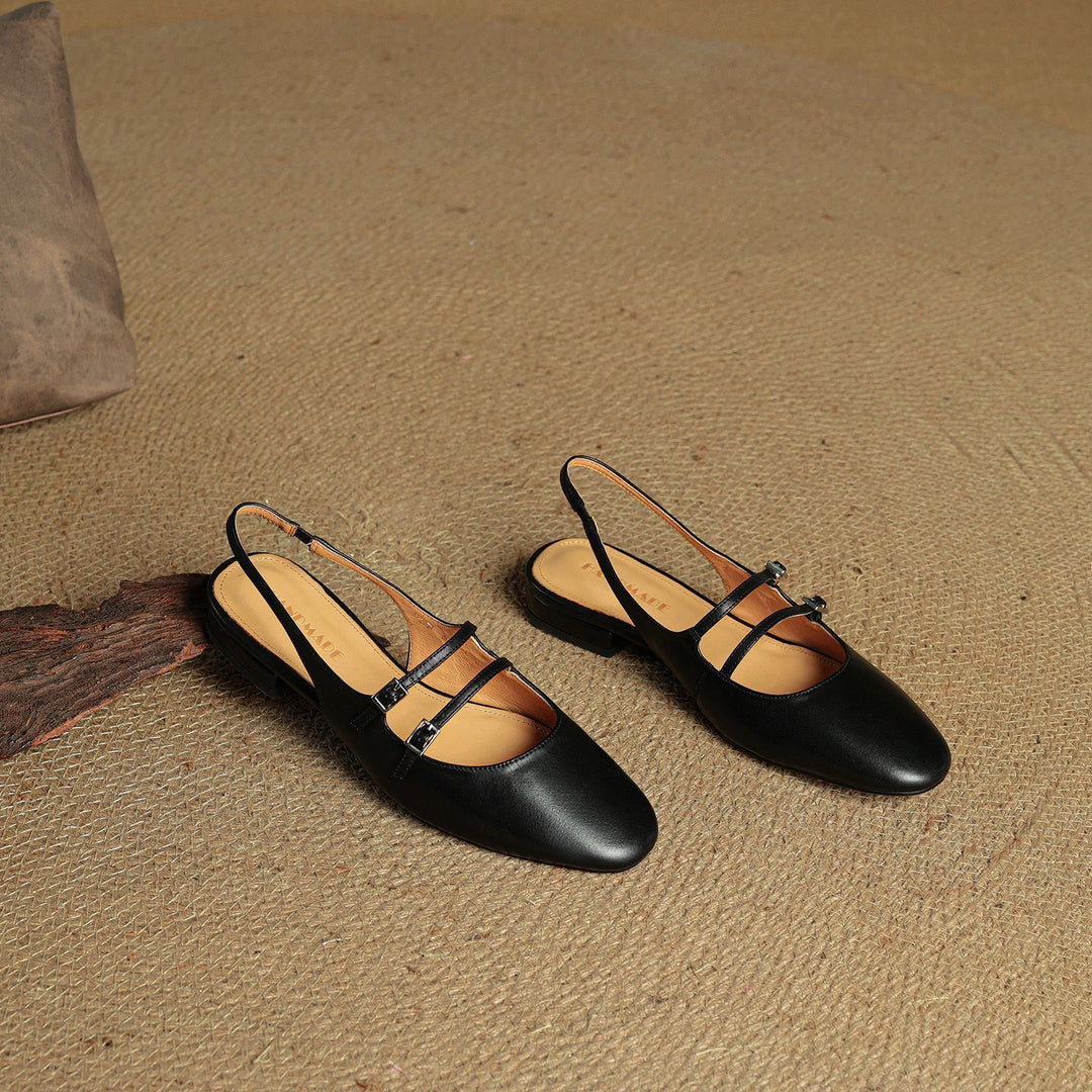 Norvie Leather Slingback Mary Jane Flats