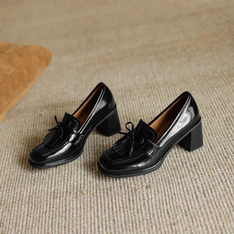 Maren Tassel Leather Loafer Pumps