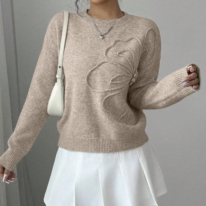Eirla Sculpted-Flower Knit Sweater