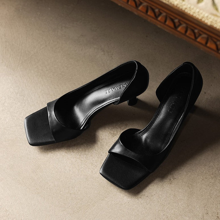 Élan Square-Toe Leather Heeled Sandals