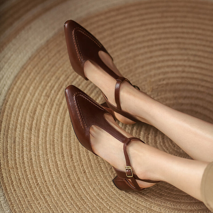 Romira T-Strap Leather Heels