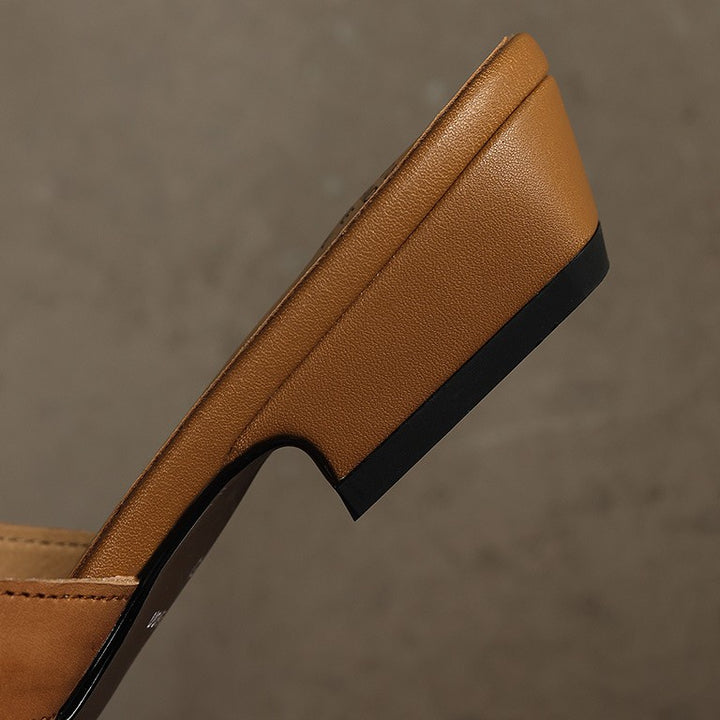 Mara Square Leather Slides