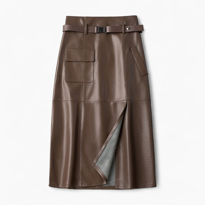Léone Lambskin Midi Skirt