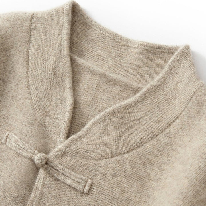 Solren Wool Knot-Button Cardigan