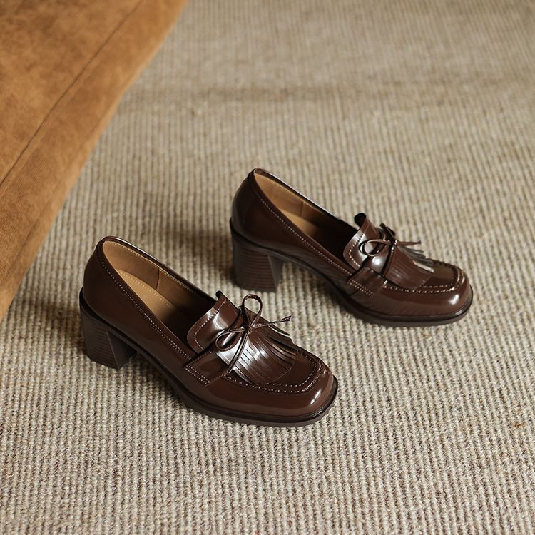 Maren Tassel Leather Loafer Pumps
