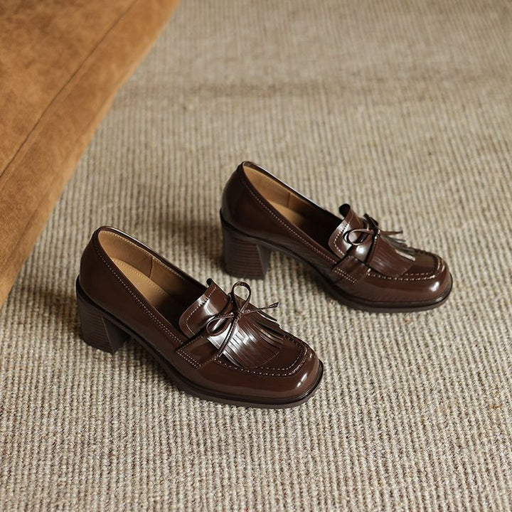 Maren Tassel Leather Loafer Pumps