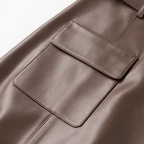 Léone Lambskin Midi Skirt