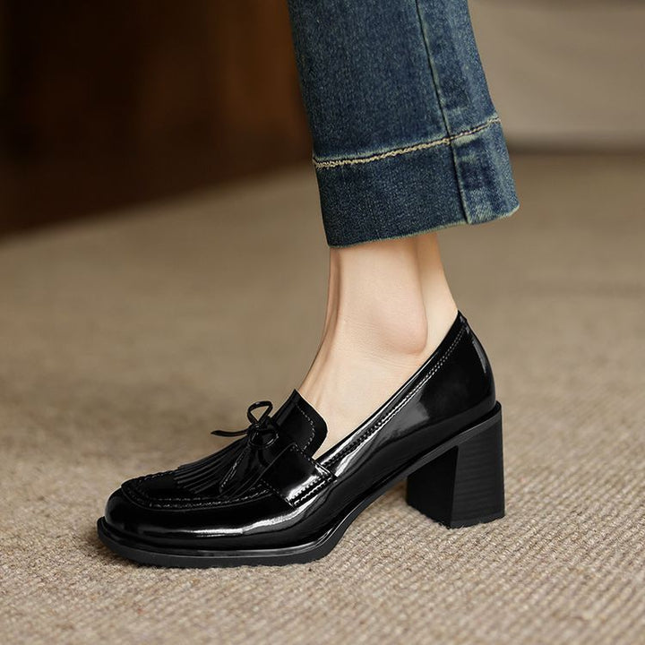Maren Tassel Leather Loafer Pumps