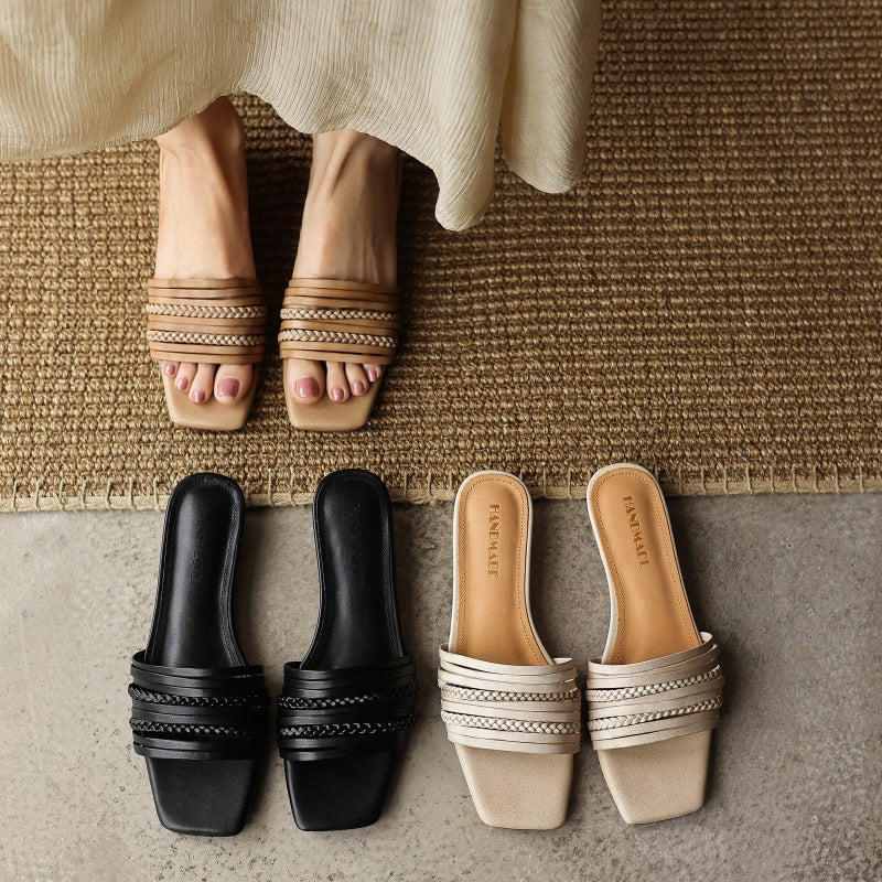 Nola Square Leather Sandals
