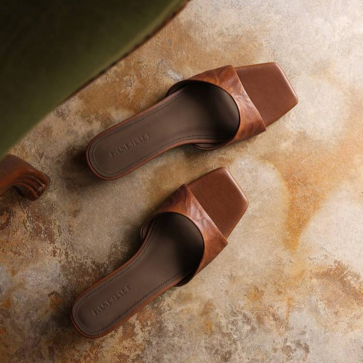 Aline Square-Toe Leather Mules