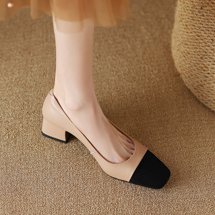 Elara Square-Toe Leather Pumps